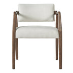 Mid-Century Rubber Wood Upholstered Dining Armchair Set of 2 - Beige