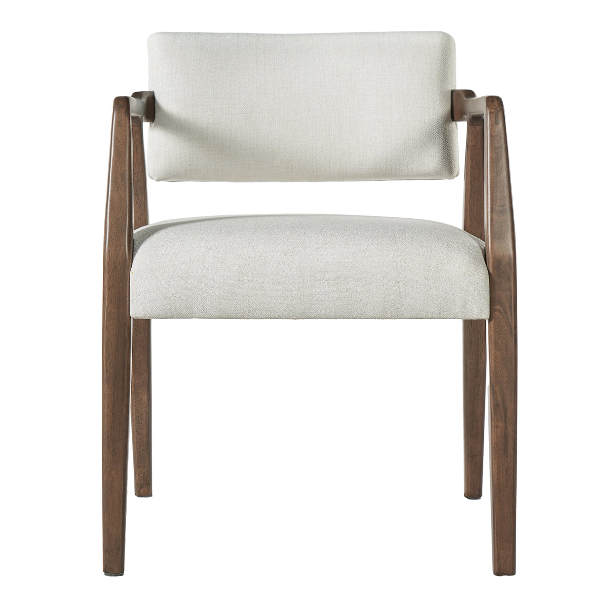 Mid-Century Rubber Wood Upholstered Dining Armchair Set of 2 - Beige