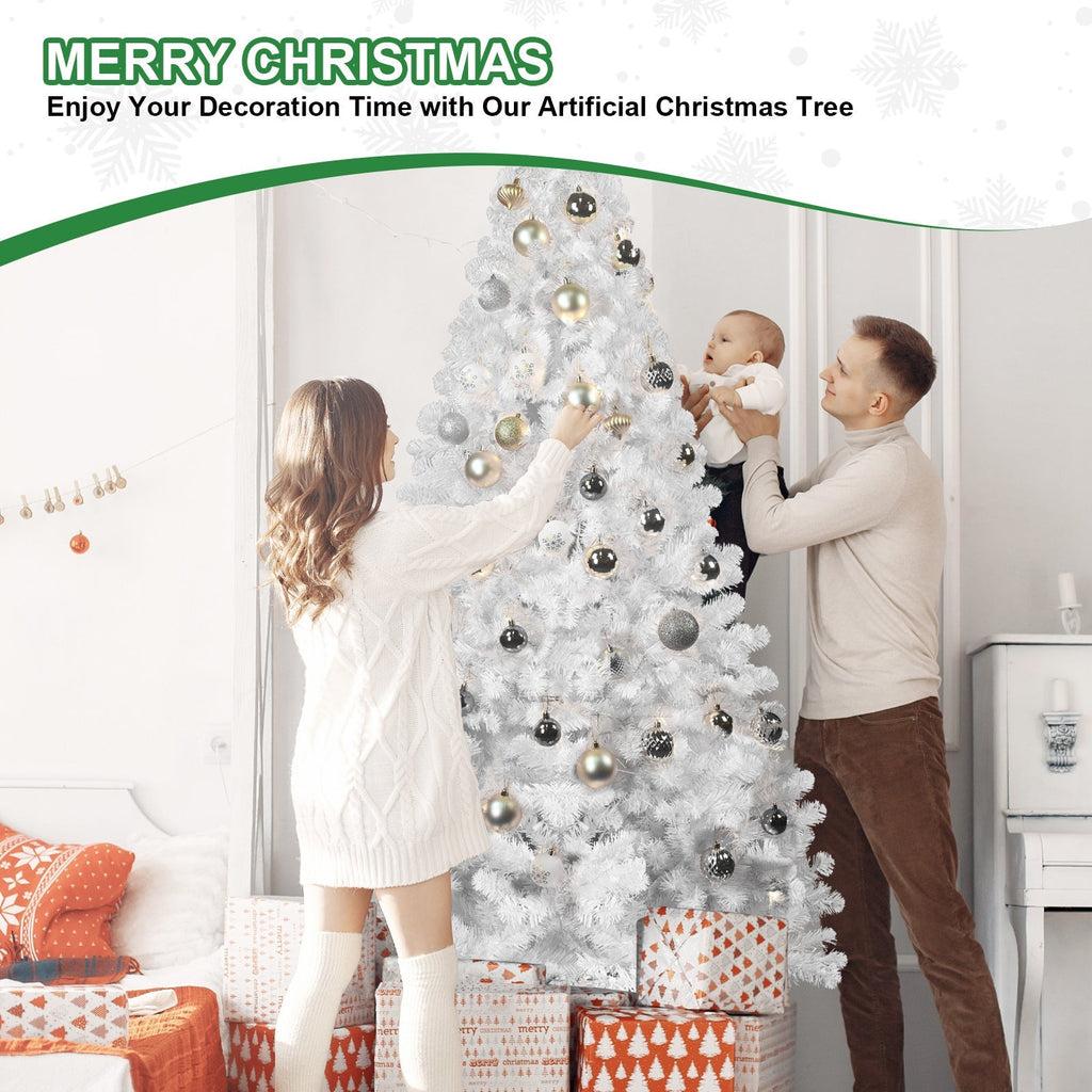 7ft White Christmas Tree with Memory Wire and 1064 Tips - White