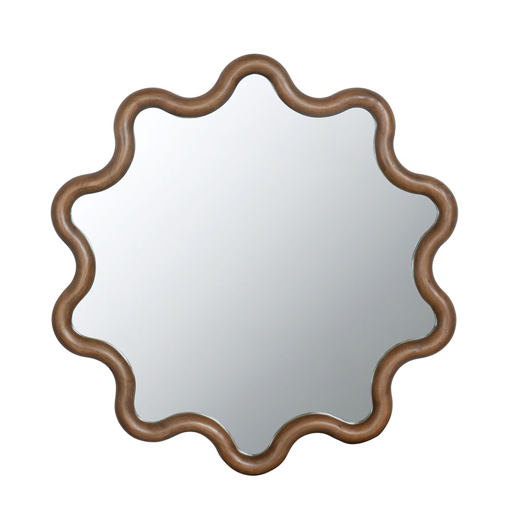 Wooden Accent Mirror With Unique Frame - Brown