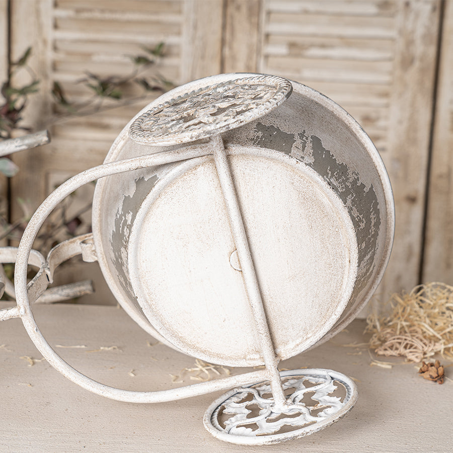 Rustic Bicycle Metal Wire Wall Planter Basket with Vintage Design - Grey and White
