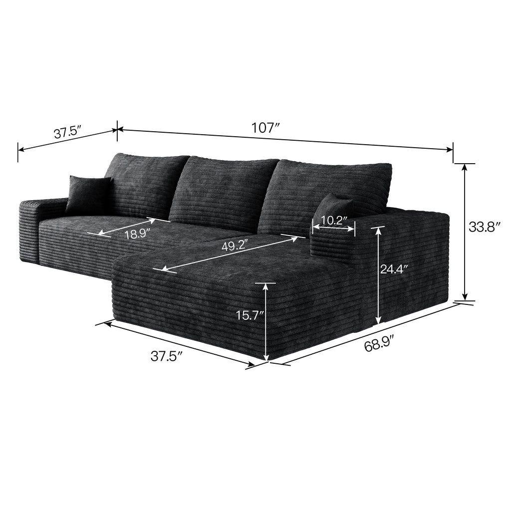 107" Cloud Sectional Couch with L-Shape Chaise