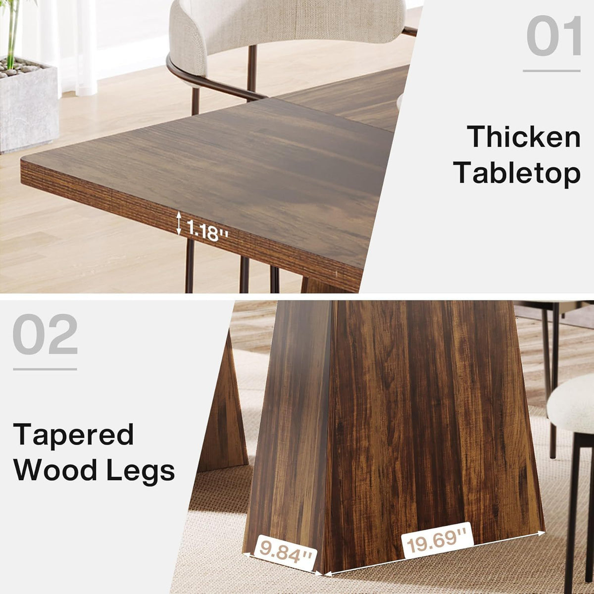 Double Pedestal Executive Desk with Spacious Work Surface - Dark Brown or Black