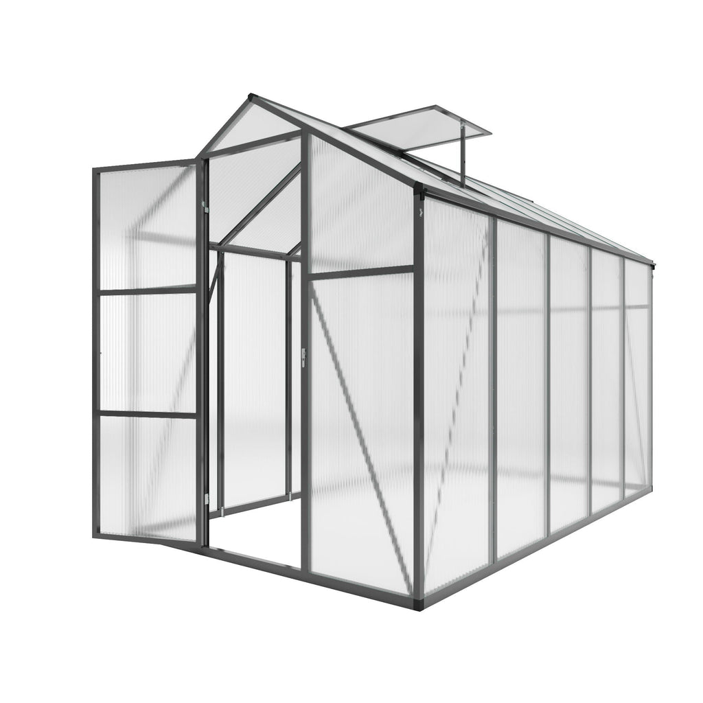 Windproof Greenhouse with Raised Base - Polycarbonate Panels - Black