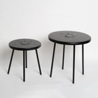 2-Pack Solar Powered Side Table with LED Light, Outdoor/Indoor Nesting Round End Table Set