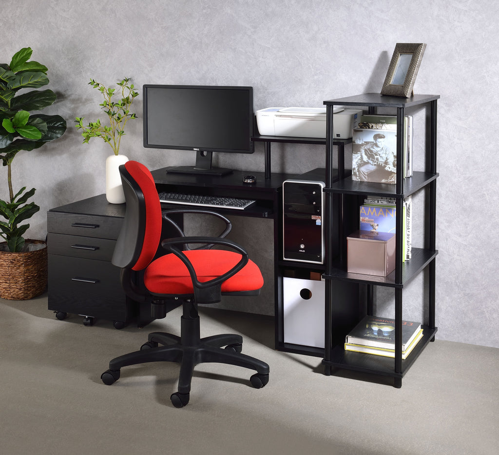 Rectangular Computer Desk with Keyboard Tray - Metal & Veneer Finish