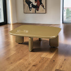 Yellow Brown Coffee Table with High Gloss Finish - 35" Square