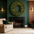 48" Artificial Norfolk Pine Christmas Wreath with LED Lights - Green