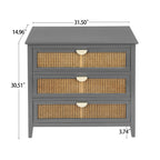 3 Drawer Cabinet, Natural Rattan
