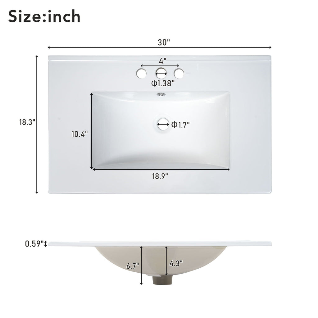 Elegant Bathroom Vanity with Ceramic Sink and Storage - White or Green
