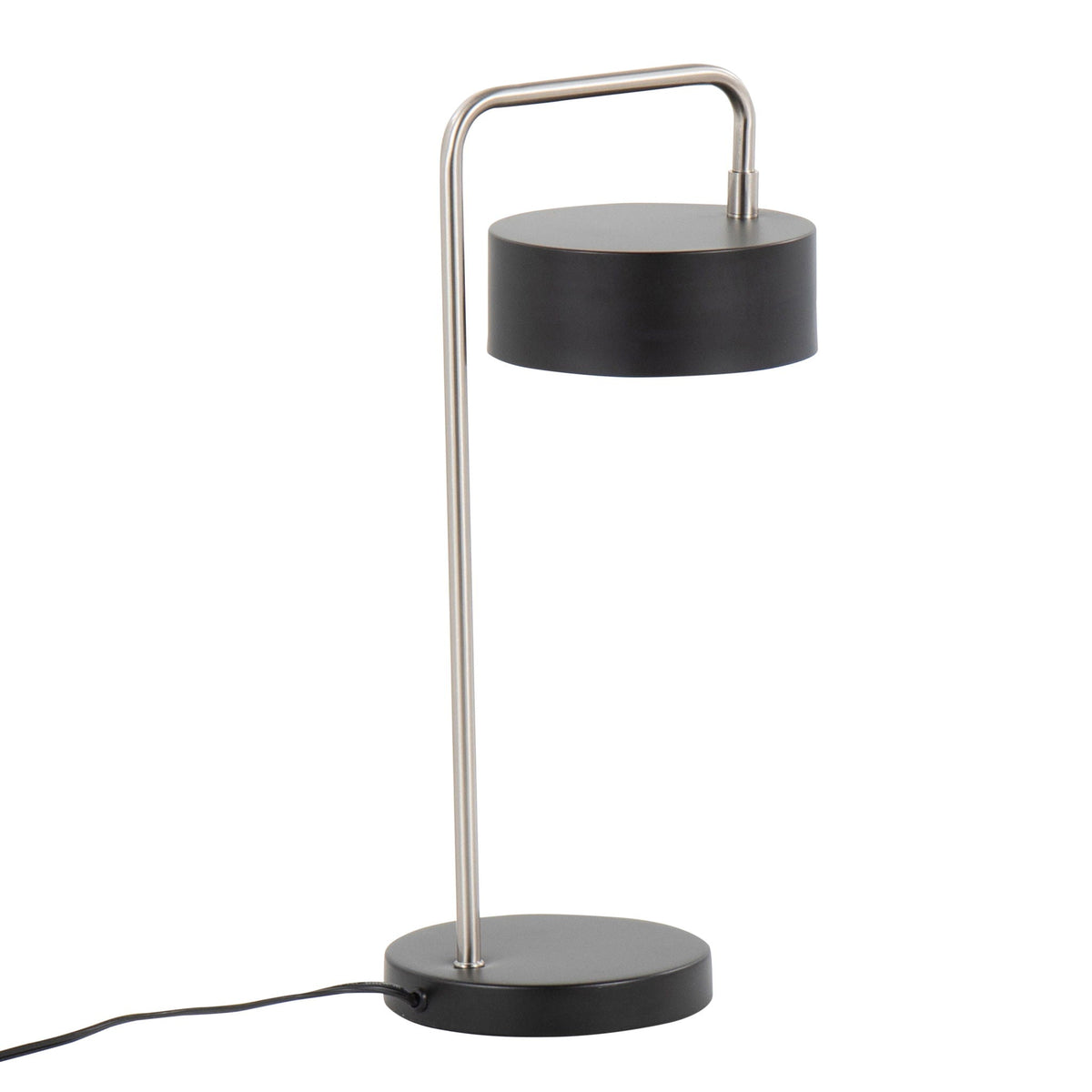Contemporary Table Lamp with Adjustable Shade - Nickel / Black