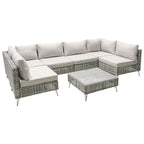 7-Piece Wicker Patio Furniture Set with Water-Resistant Cushions - Neutral