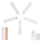 Flush Mount Ceiling Fan with LED Light and Remote Control - Black, White, Pearl Silver