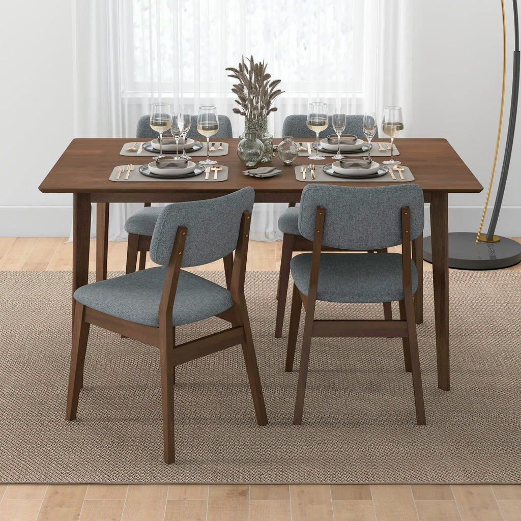 Mid-Century Modern Solid Wood Dining Table with Beveled Edges - Dark Brown or White