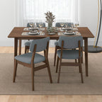 Mid-Century Modern Solid Wood Dining Table with Beveled Edges - Dark Brown or White