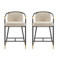 Upholstered Counter Stool with Metal Frame - 26" Seat Height, Set of 2 - Almond