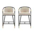 Upholstered Counter Stool with Metal Frame - 26" Seat Height, Set of 2 - Almond