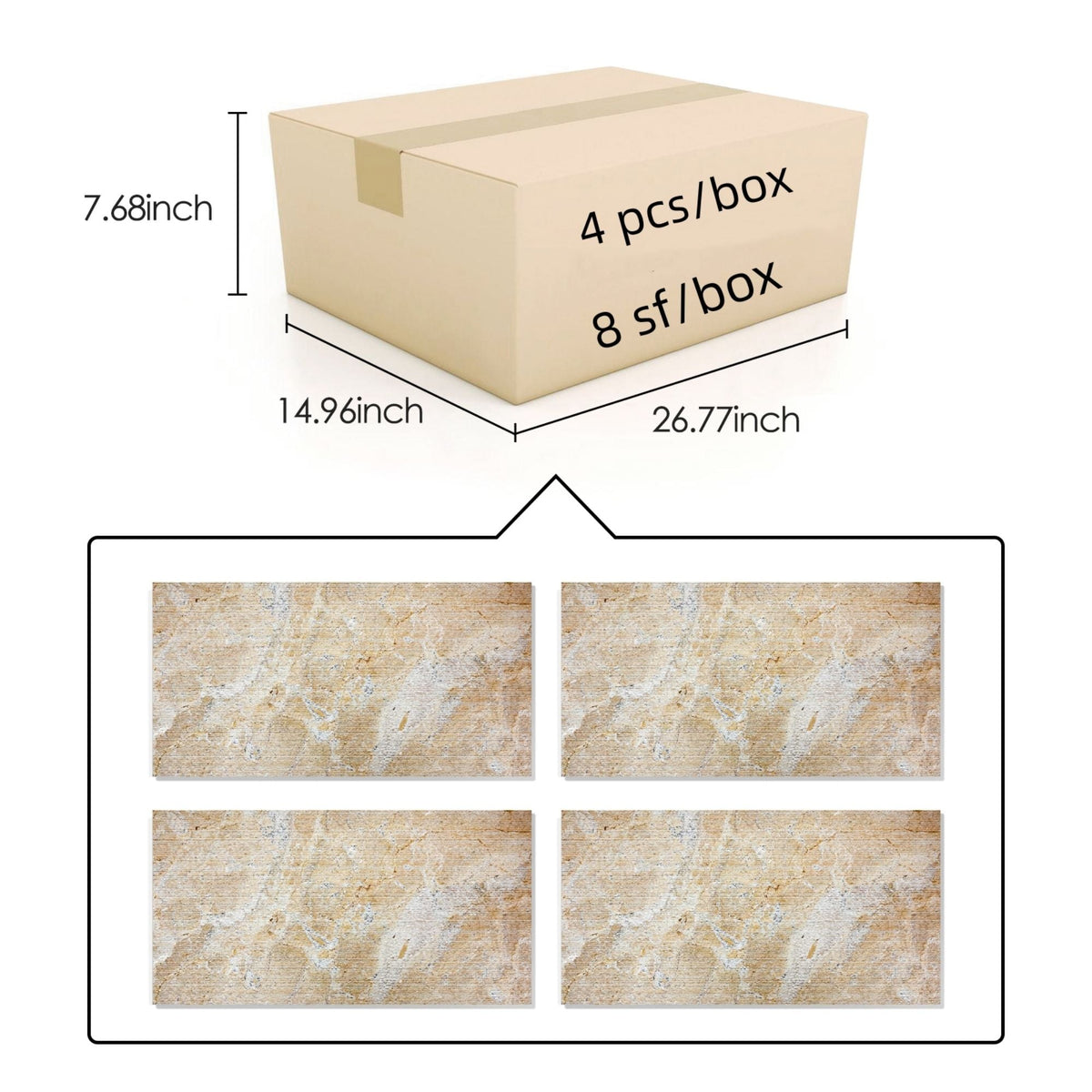 Textured 3D Decorative Tiles with Polished Marble Surface - Yellow, Gray, or White