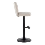 Contemporary Adjustable Barstool Set with Swivel and Rounded T Footrest - Black, White, Beige