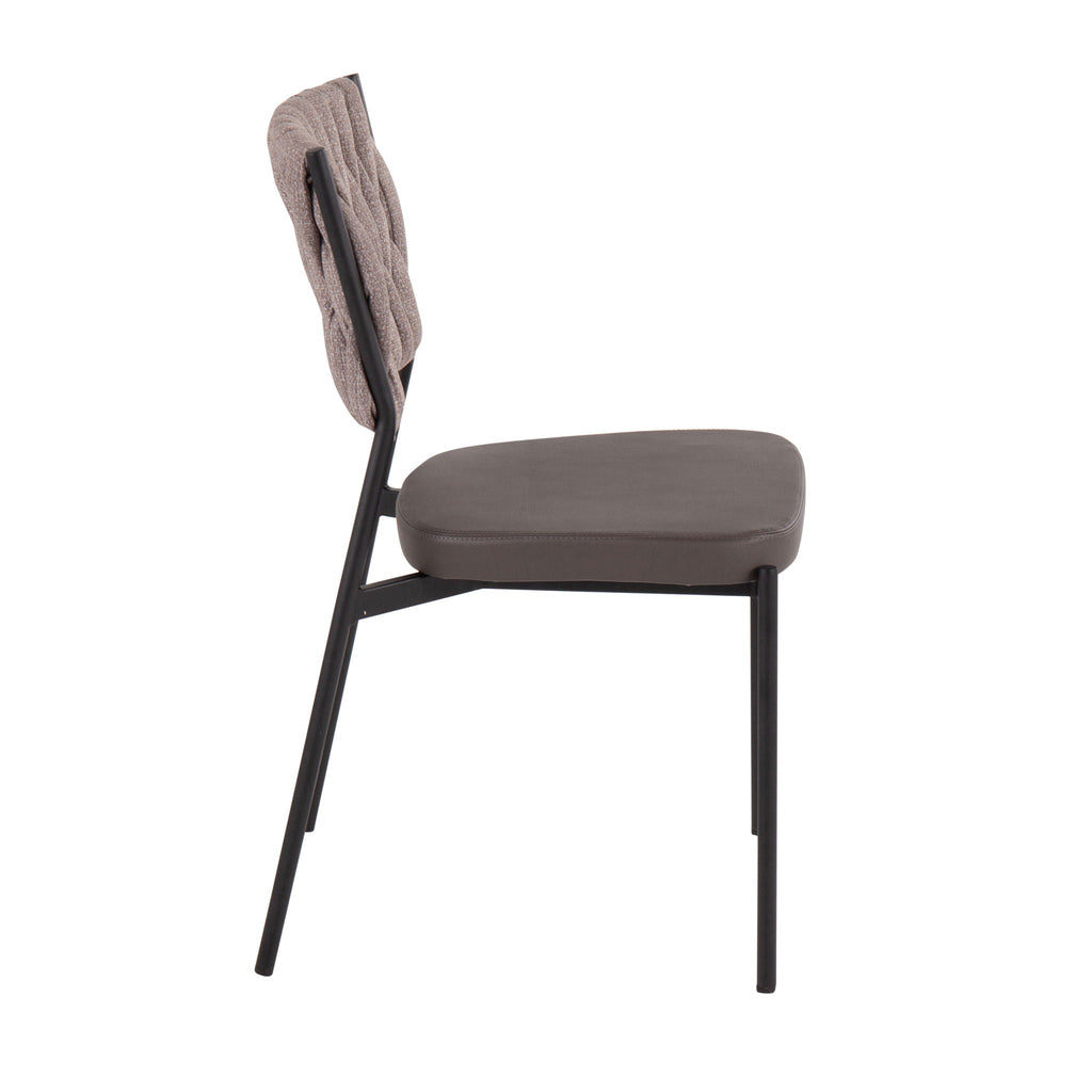 Braided Contemporary Chair Set with Padded Seat - Dark Gray or Blue