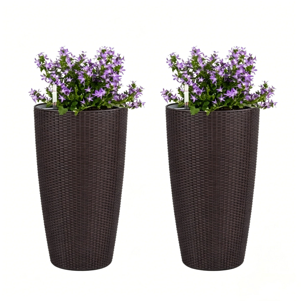 Tall Planters Set with Auto Watering and Water Level Monitor - Polypropylene