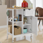Kitchen Island Cart with Mobile Storage Cabinets - MDF & Metal