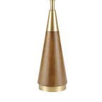 Triangular Table Lamp with Espresso Wood Grain and Linen Shade - Gold & Brown