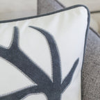 Holiday Reindeer Velvet Accent Pillow with Insert - White and Gray