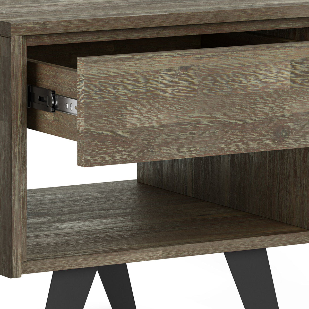 Handcrafted Acacia End Table with 1 Drawer - Light Brown, Dark Gray, or Dark Brown