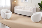 Luxury Modern Sofa Couch with Boucle Fabric - White/Beige