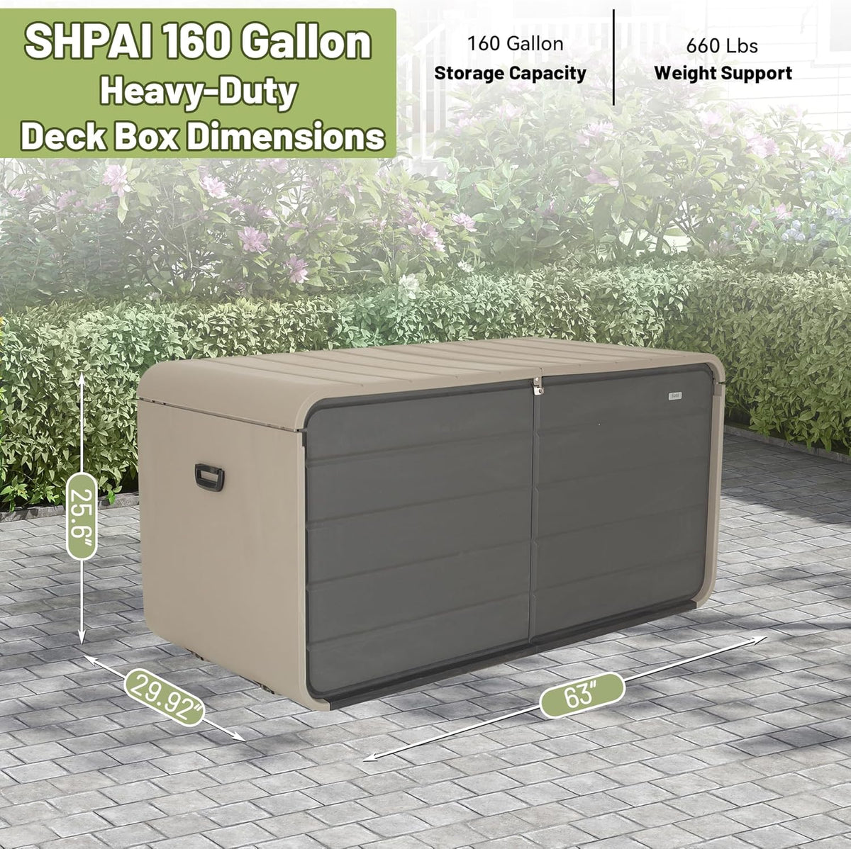 160 Gallon Heavy-Duty Resin Deck Box with Lockable Storage - Brown