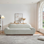 Boucle Curved 3-Seater Sofa with Round Arms - Light Upholstery