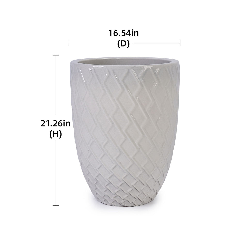 Ceramic Planter with Drainage Hole - White or Light Blue