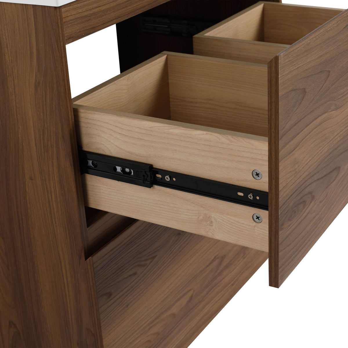 Modern Freestanding Bathroom Vanity Cabinet with Double Drawer - Light Brown or Dark Brown