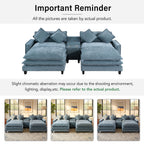 Modern Sectional Sofa with Removable Ottomans, USB Ports - Dark Gray or Light Blue