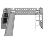 Loft Stairway Bed with Drawers and Convertible Ladder - Twin