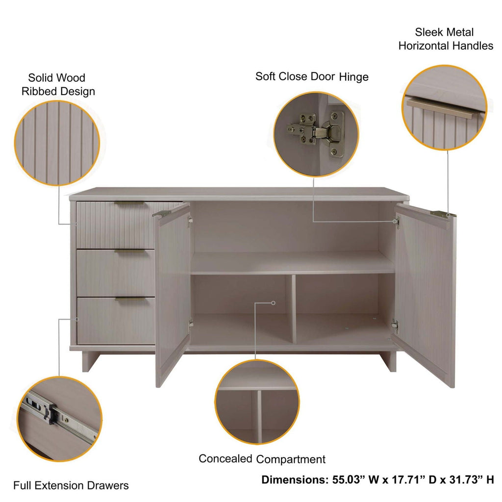 Granville Sideboard with Full Extension Drawers - Multiple Colors