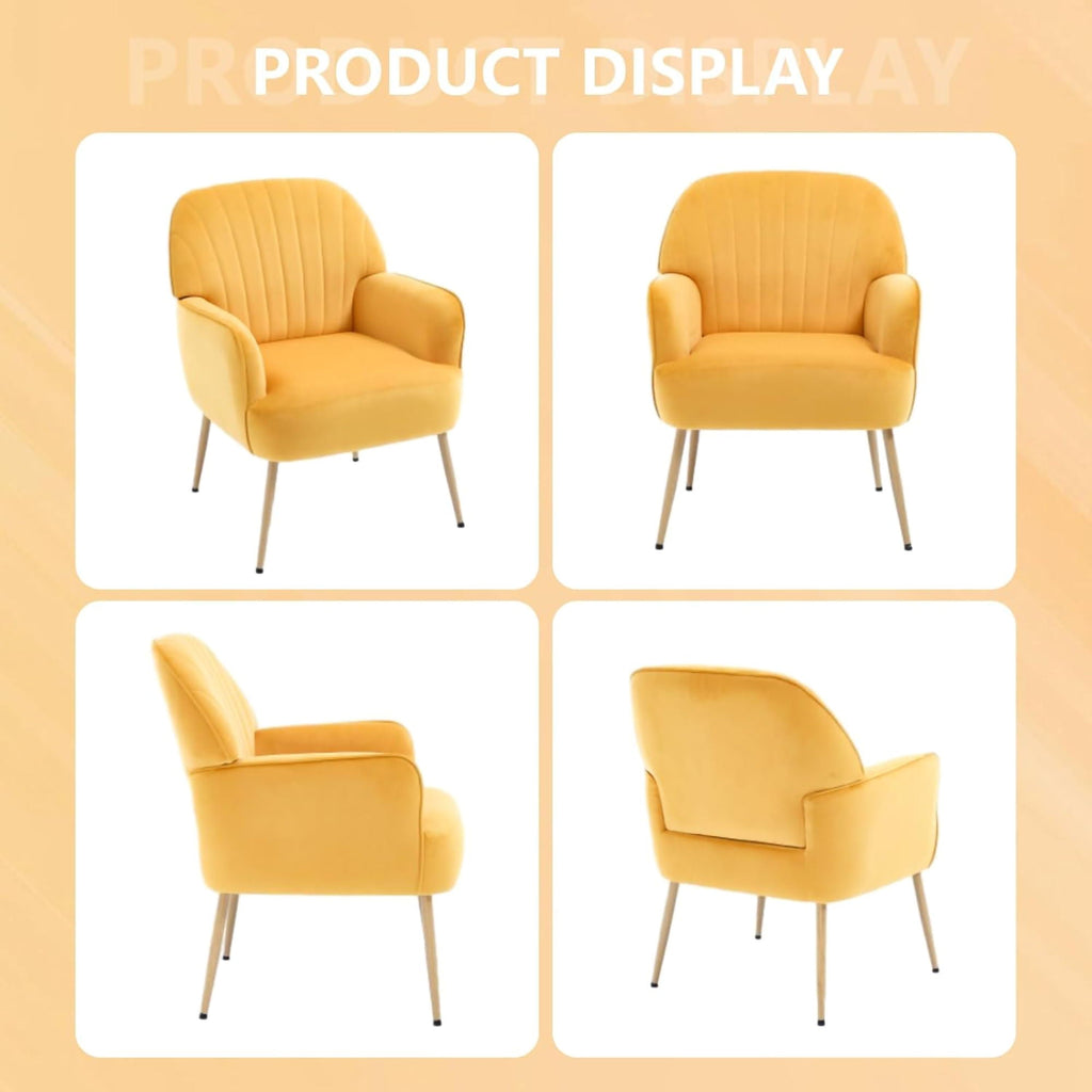 Upholstered Accent Armchair with Shell-Shaped Design - Multiple Colors
