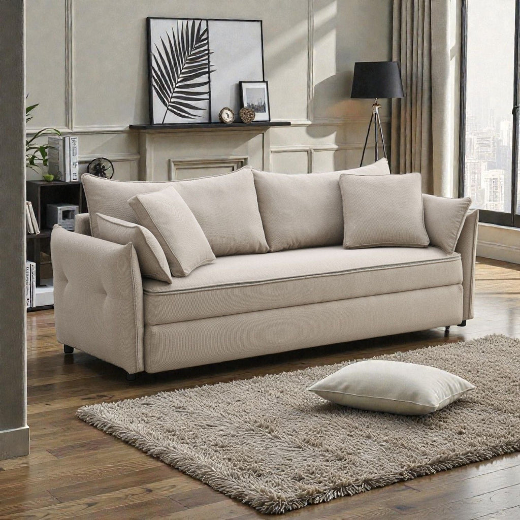 Irina Pull-Out Sleeper Sofa with Storage and Removable Cushions - Dark Gray or Blue