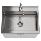 Laundry Cabinet with Stainless Steel Sink and Faucet - White