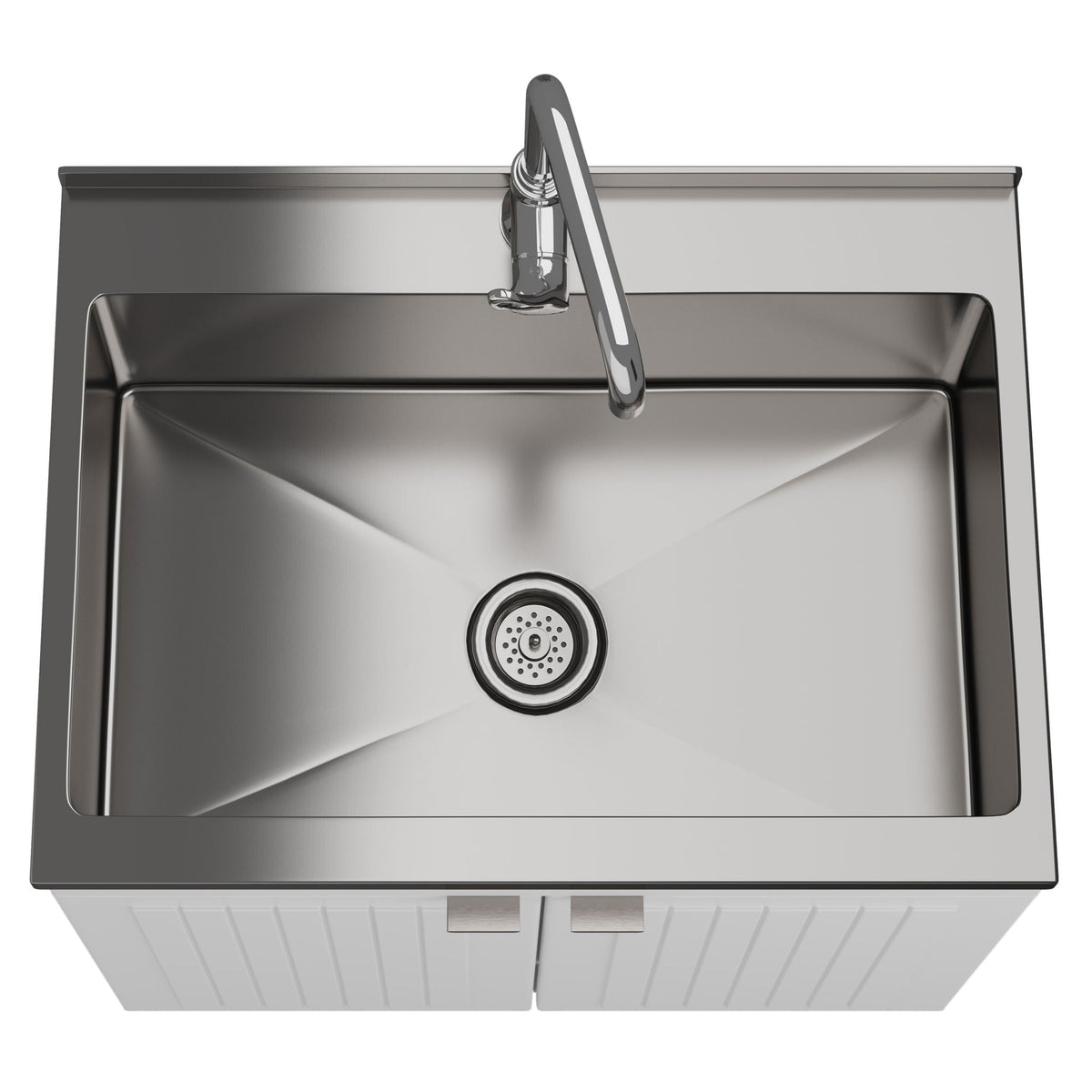 Laundry Cabinet with Stainless Steel Sink and Faucet - White
