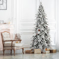 7.5 FT Flocked Christmas Tree with 40 Natural Pine Cones