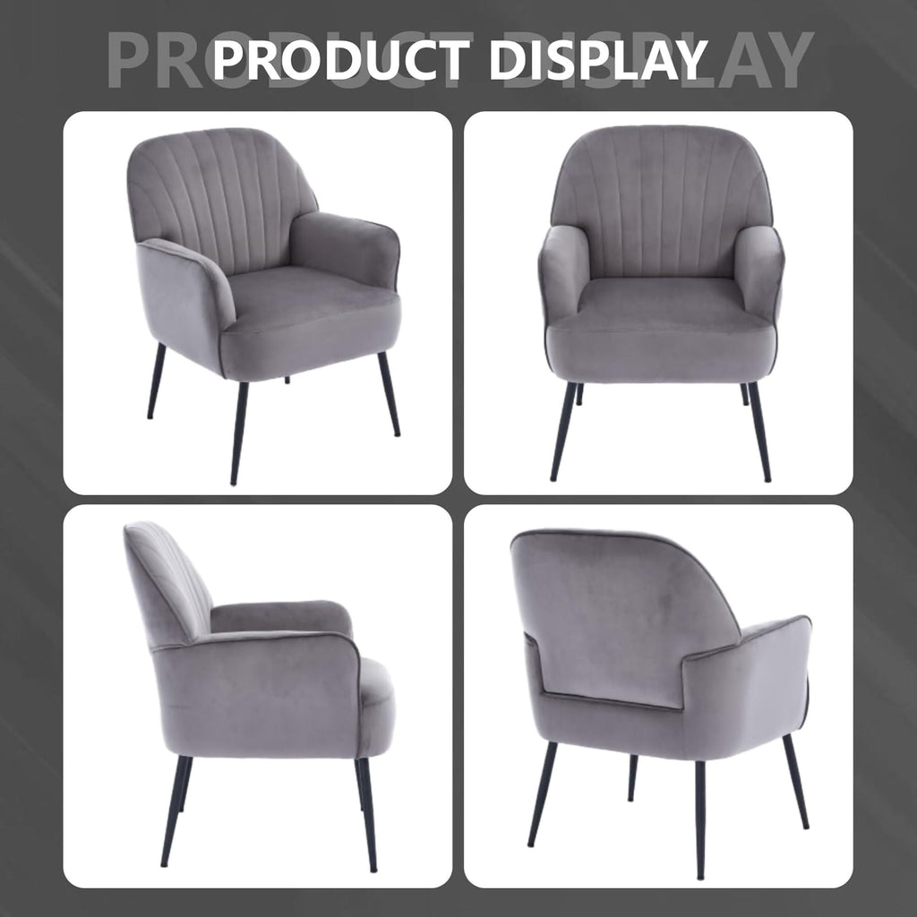 Upholstered Accent Armchair with Shell-Shaped Design - Multiple Colors