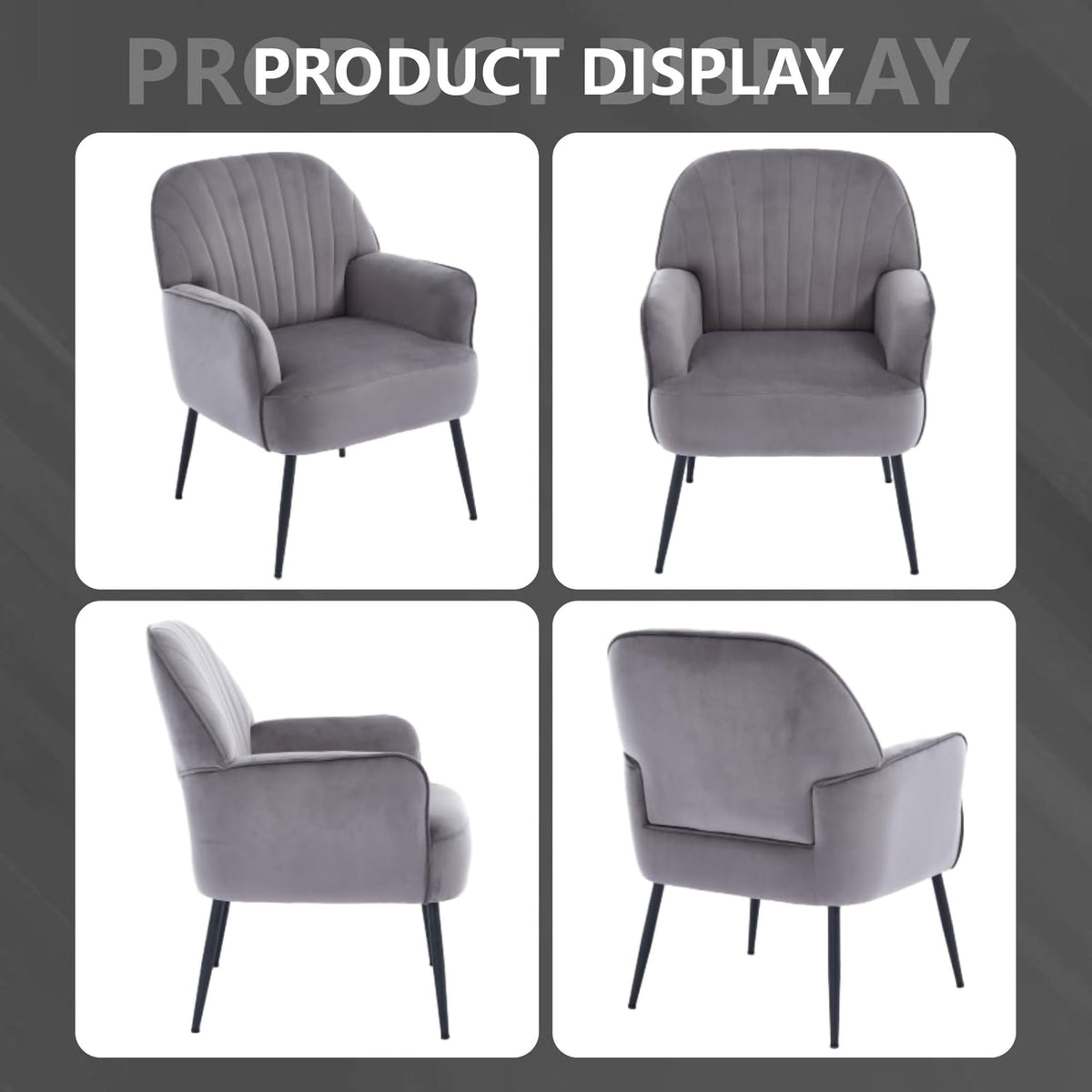 Upholstered Accent Armchair with Shell-Shaped Design - Multiple Colors