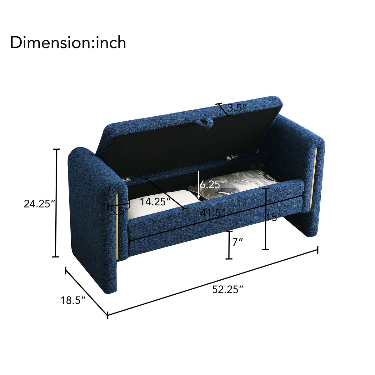 Modern Teddy Upholstered Bed End Bench with Storage - Multiple Colors