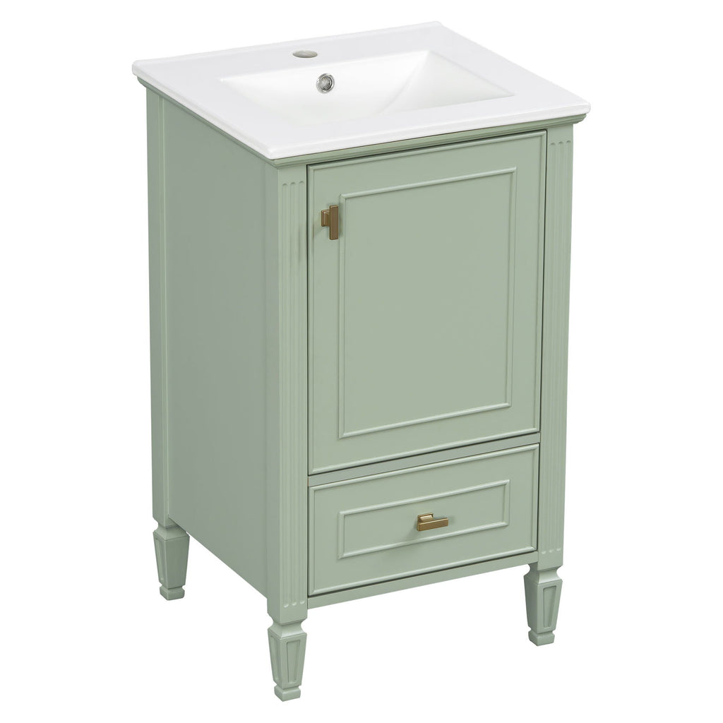 Retro Bathroom Vanity With Sink with Soft-Closing Doors - Green or Dark Gray