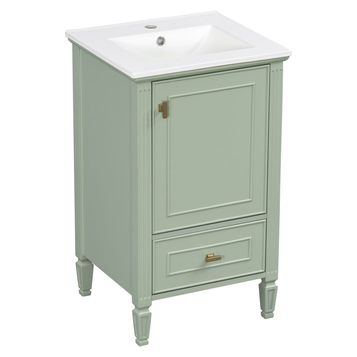 Retro Bathroom Vanity With Sink with Soft-Closing Doors - Green or Dark Gray