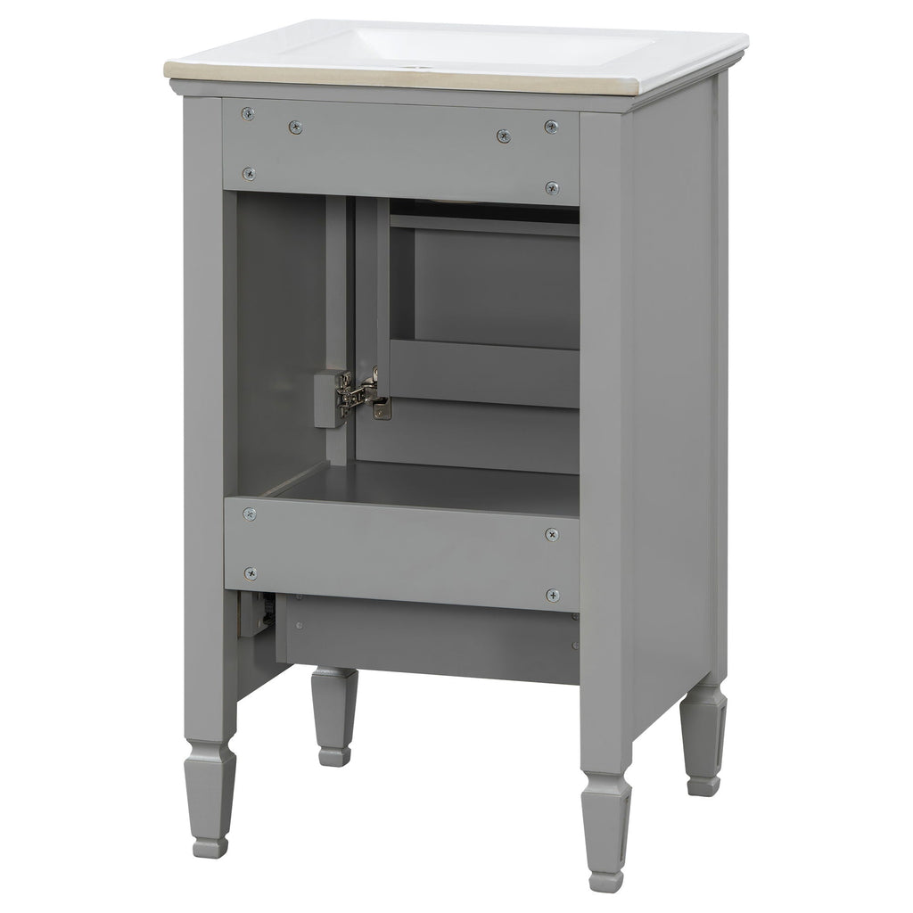 Retro Bathroom Vanity With Sink with Soft-Closing Doors - Green or Dark Gray