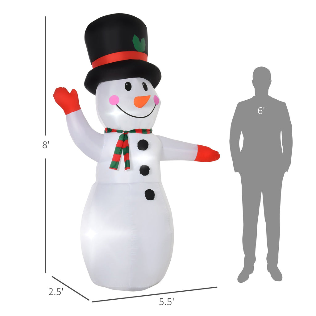 Christmas Inflatables Outdoor Decorations Snowman with LED Lights - White