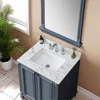 Elegant Sintered Stone Bathroom Vanity Top with Rectangular Undermount Ceramic Sink - White